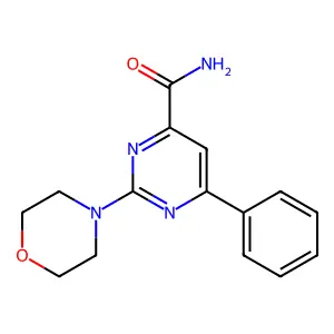 2-Morpholin-4-yl-6-phenylpyrimidine-4-carboxamide structure