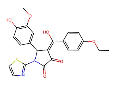 4-(4-ethoxybenzoyl)-3-hydroxy-5-(4-hydroxy-3-methoxyphenyl)-1-(1,3-thiazol-2-yl)-2,5-dihydro-1H-pyrrol-2-one structure