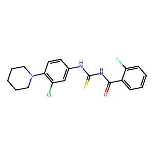 N-[(3-chloro-4-piperidin-1-ylphenyl)carbamothioyl]-2-fluorobenzamide structure