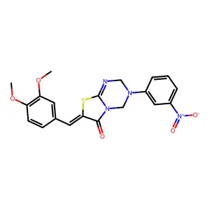 (7Z)-7-[(3,4-dimethoxyphenyl)methylidene]-3-(3-nitrophenyl)-2,4-dihydro-[1,3]thiazolo[3,2-a][1,3,5]triazin-6-one structure