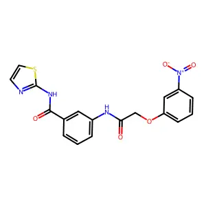 3-[[2-(3-nitrophenoxy)acetyl]amino]-N-(1,3-thiazol-2-yl)benzamide structure
