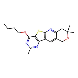 4-butoxy-2,8,8-trimethyl-8,10-dihydro-7H-pyrano[3'',4'':5',6']pyrido[3',2':4,5]thieno[3,2-d]pyrimidine structure