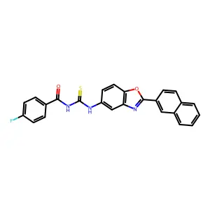 4-fluoro-N-[(2-naphthalen-2-yl-1,3-benzoxazol-5-yl)carbamothioyl]benzamide structure