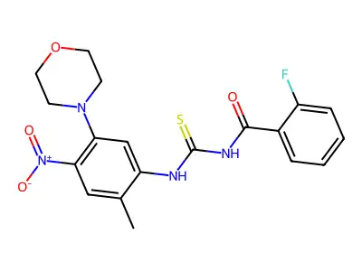 2-fluoro-N-[(2-methyl-5-morpholin-4-yl-4-nitrophenyl)carbamothioyl]benzamide structure