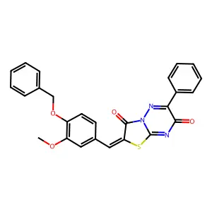 (2Z)-2-[(3-methoxy-4-phenylmethoxyphenyl)methylidene]-6-phenyl-[1,3]thiazolo[3,2-b][1,2,4]triazine-3,7-dione structure