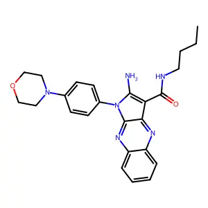 2-amino-N-butyl-1-(4-morpholinophenyl)-1H-pyrrolo[2,3-b]quinoxaline-3-carboxamide structure