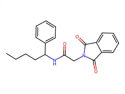 2-(1,3-dioxoisoindol-2-yl)-N-(1-phenylpentyl)acetamide structure