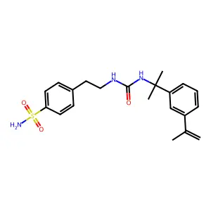 1-[2-(3-Prop-1-en-2-ylphenyl)propan-2-yl]-3-[2-(4-sulfamoylphenyl)ethyl]urea structure