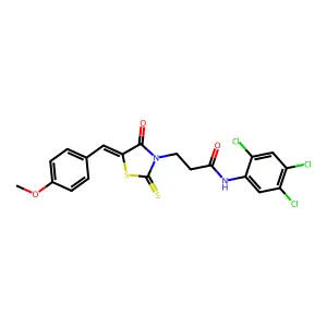 (Z)-3-(5-(4-methoxybenzylidene)-4-oxo-2-thioxothiazolidin-3-yl)-N-(2,4,5-trichlorophenyl)propanamide structure