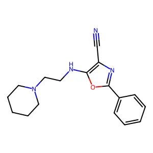 2-Phenyl-5-(2-piperidin-1-ylethylamino)-1,3-oxazole-4-carbonitrile structure