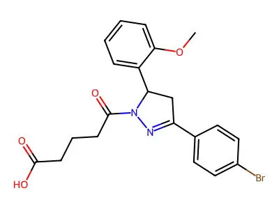 5-(3-(4-bromophenyl)-5-(2-methoxyphenyl)-4,5-dihydro-1H-pyrazol-1-yl)-5-oxopentanoic acid structure