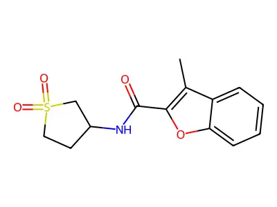 N-(1,1-dioxidotetrahydrothiophen-3-yl)-3-methyl-1-benzofuran-2-carboxamide structure