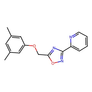 2-{5-[(3,5-Dimethylphenoxy)methyl]-1,2,4-oxadiazol-3-yl}pyridine structure