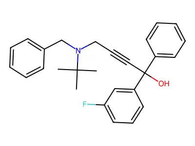 4-[Benzyl(tert-butyl)amino]-1-(3-fluorophenyl)-1-phenylbut-2-yn-1-ol structure