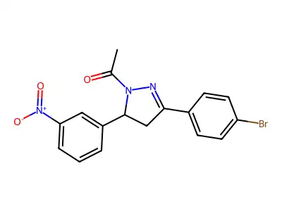 1-[5-(4-Bromophenyl)-3-(3-nitrophenyl)-3,4-dihydropyrazol-2-yl]ethanone structure