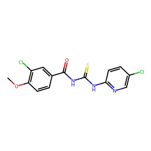 3-chloro-N-[(5-chloropyridin-2-yl)carbamothioyl]-4-methoxybenzamide structure