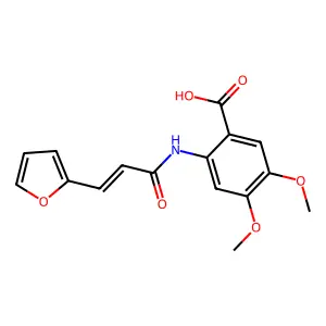 (E)-2-(3-(furan-2-yl)acrylamido)-4,5-dimethoxybenzoic acid structure