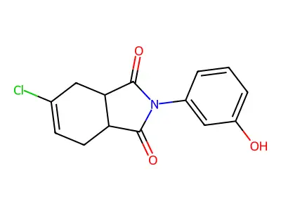5-chloro-2-(3-hydroxyphenyl)-3a,4,7,7a-tetrahydro-1H-isoindole-1,3(2H)-dione structure