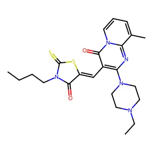 3-[(Z)-(3-BUTYL-4-OXO-2-THIOXO-1,3-THIAZOLIDIN-5-YLIDENE)METHYL]-2-(4-ETHYL-1-PIPERAZINYL)-9-METHYL-4H-PYRIDO[1,2-A]PYRIMIDIN-4-ONE structure
