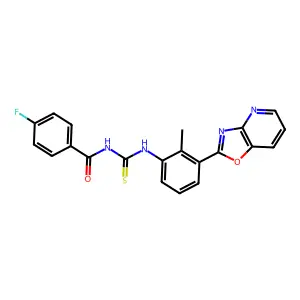 4-fluoro-N-[[2-methyl-3-([1,3]oxazolo[4,5-b]pyridin-2-yl)phenyl]carbamothioyl]benzamide structure