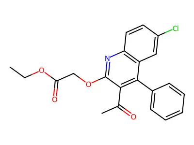 Ethyl [(3-acetyl-6-chloro-4-phenylquinolin-2-yl)oxy]acetate structure