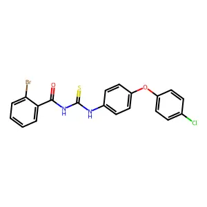 2-bromo-N-[[4-(4-chlorophenoxy)phenyl]carbamothioyl]benzamide structure