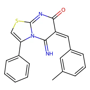 (6Z)-5-imino-6-[(3-methylphenyl)methylidene]-3-phenyl-[1,3]thiazolo[3,2-a]pyrimidin-7-one structure