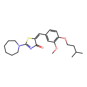 (5E)-2-(azepan-1-yl)-5-[[3-methoxy-4-(3-methylbutoxy)phenyl]methylidene]-1,3-thiazol-4-one structure