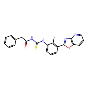 N-(2-methyl-3-[1,3]oxazolo[4,5-b]pyridin-2-ylphenyl)-N'-(phenylacetyl)thiourea structure