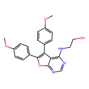 2-[5,6-Bis-(4-methoxy-phenyl)-furo[2,3-d]pyrimidin-4-ylamino]-ethanol structure