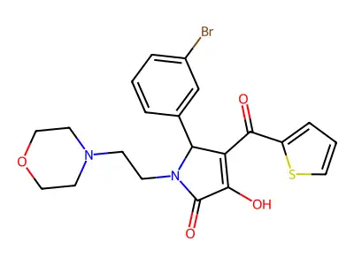 5-(3-bromophenyl)-3-hydroxy-1-(2-morpholin-4-ylethyl)-4-(thien-2-ylcarbonyl)-1,5-dihydro-2H-pyrrol-2-one structure