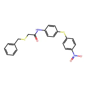 2-benzylsulfanyl-N-[4-(4-nitrophenyl)sulfanylphenyl]acetamide structure