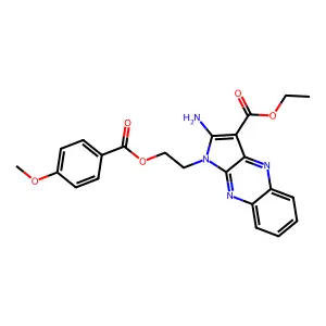 ethyl 2-amino-1-(2-((4-methoxybenzoyl)oxy)ethyl)-1H-pyrrolo[2,3-b]quinoxaline-3-carboxylate structure
