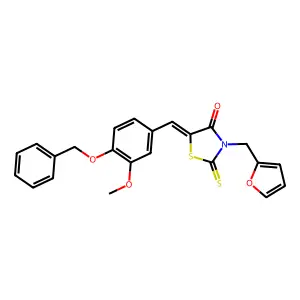 (Z)-5-(4-(benzyloxy)-3-methoxybenzylidene)-3-(furan-2-ylmethyl)-2-thioxothiazolidin-4-one structure