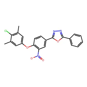 2-[4-(4-Chloro-3,5-dimethylphenoxy)-3-nitrophenyl]-5-phenyl-1,3,4-oxadiazole structure