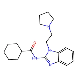 N-[1-(2-pyrrolidin-1-ylethyl)benzimidazol-2-yl]cyclohexanecarboxamide structure