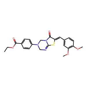 (Z)-ethyl 4-(7-(3,4-dimethoxybenzylidene)-6-oxo-6,7-dihydro-2H-thiazolo[3,2-a][1,3,5]triazin-3(4H)-yl)benzoate structure