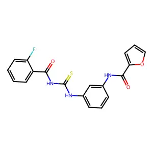 N-[3-[(2-fluorobenzoyl)carbamothioylamino]phenyl]furan-2-carboxamide structure