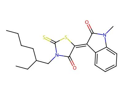 (3Z)-3-[3-(2-ethylhexyl)-4-oxo-2-thioxo-1,3-thiazolidin-5-ylidene]-1-methyl-1,3-dihydro-2H-indol-2-one structure