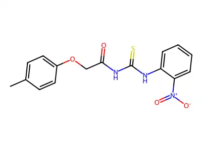 2-(4-methylphenoxy)-N-[(2-nitrophenyl)carbamothioyl]acetamide structure