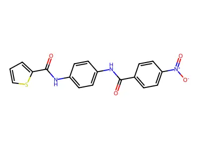 N-[4-[(4-nitrobenzoyl)amino]phenyl]thiophene-2-carboxamide structure