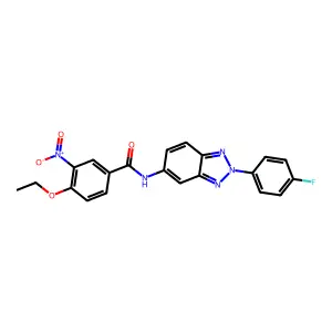 4-ethoxy-N-[2-(4-fluorophenyl)benzotriazol-5-yl]-3-nitrobenzamide structure
