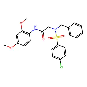 2-[benzyl-(4-chlorophenyl)sulfonylamino]-N-(2,4-dimethoxyphenyl)acetamide structure