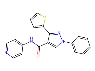 1-phenyl-N-(pyridin-4-yl)-3-(thiophen-2-yl)-1H-pyrazole-4-carboxamide structure