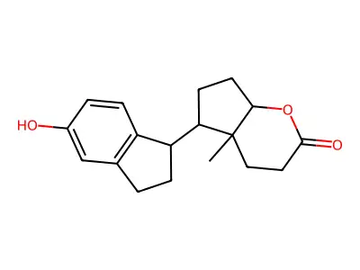 Cyclopenta[e]tetrahydropyran-2-one, 5-(5-hydroxyindan-1-yl)-4a-methyl- structure