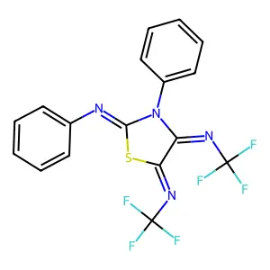 Benzenamine, N-[3-phenyl-4,5-bis[(trifluoromethyl)imino]-2-thiazolidinylidene]- structure