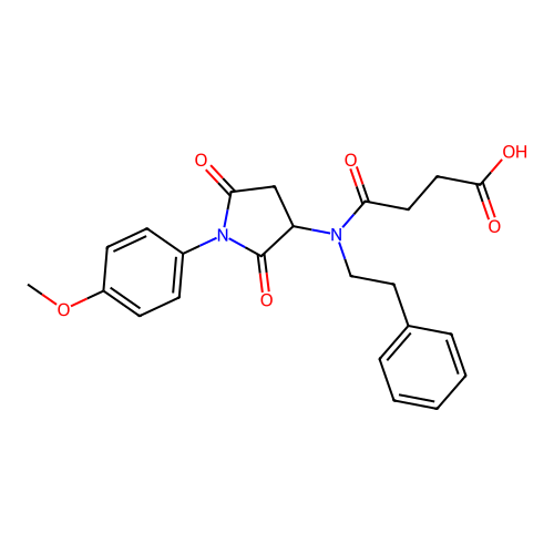 4-{[1-(4-methoxyphenyl)-2,5-dioxopyrrolidin-3-yl](2-phenylethyl)amino}-4-oxobutanoic acid structure