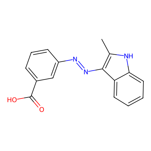 3-[2-(2-methyl-3H-indol-3-ylidene)hydrazino]benzoic acid structure