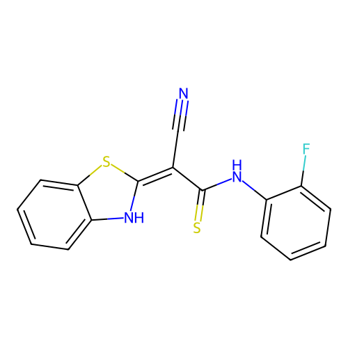 2-(1,3-Benzothiazol-2-yl)-3-[(2-fluorophenyl)amino]-3-sulfanylprop-2-enenitrile structure