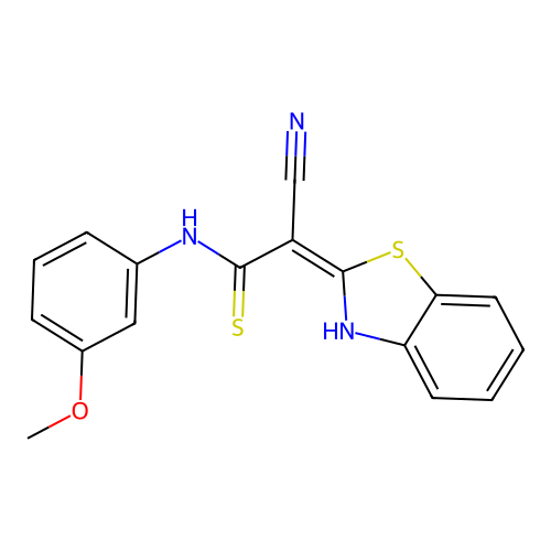 2-(1,3-Benzothiazol-2-yl)-3-[(3-methoxyphenyl)amino]-3-sulfanylprop-2-enenitrile structure
